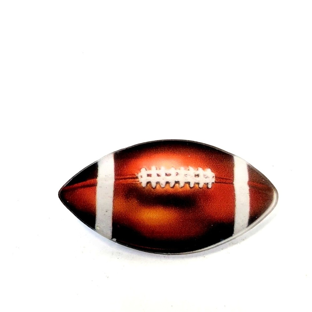 American Football Lapel Pin Brown White Sports Brooch Plastic Game Day Gift New